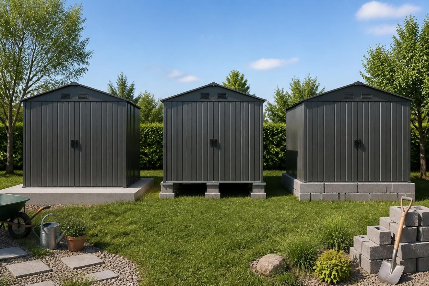 Sur quoi poser un abri de jardin en métal : dalle, plots ou parpaings