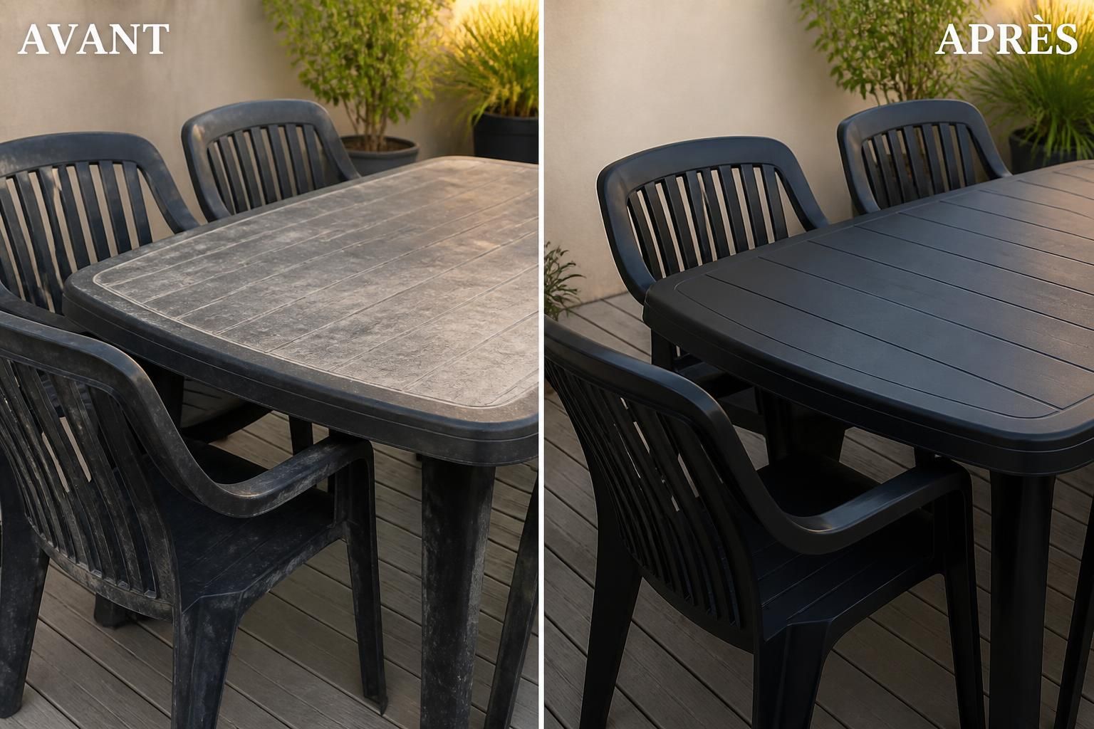 découvrez des astuces simples et efficaces pour raviver un salon de jardin en plastique noir terni et lui redonner tout son éclat.