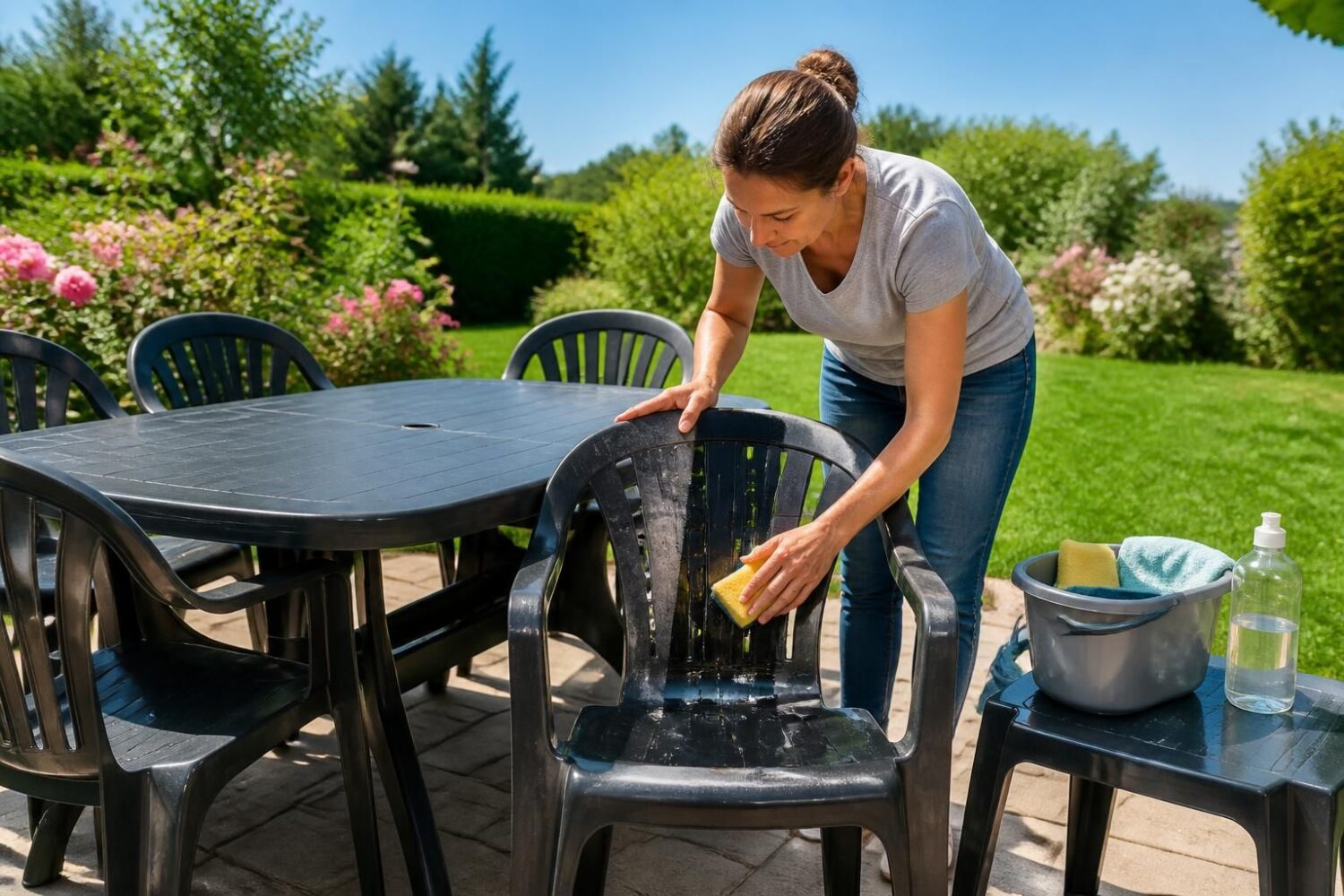 Comment raviver un salon de jardin en plastique noir terni